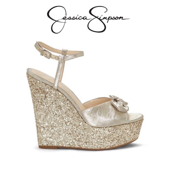 Jessica Simpson Shoes - Jessica Simpson gold Glitter Wedges